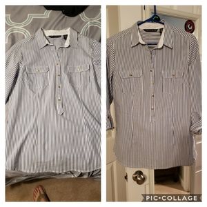 Stripped gold button blouse